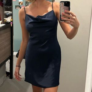 UO Mallory Cowl Neck Slip Dress blue, size small